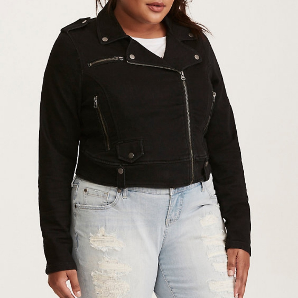 Torrid Black Denim Moto Jacket